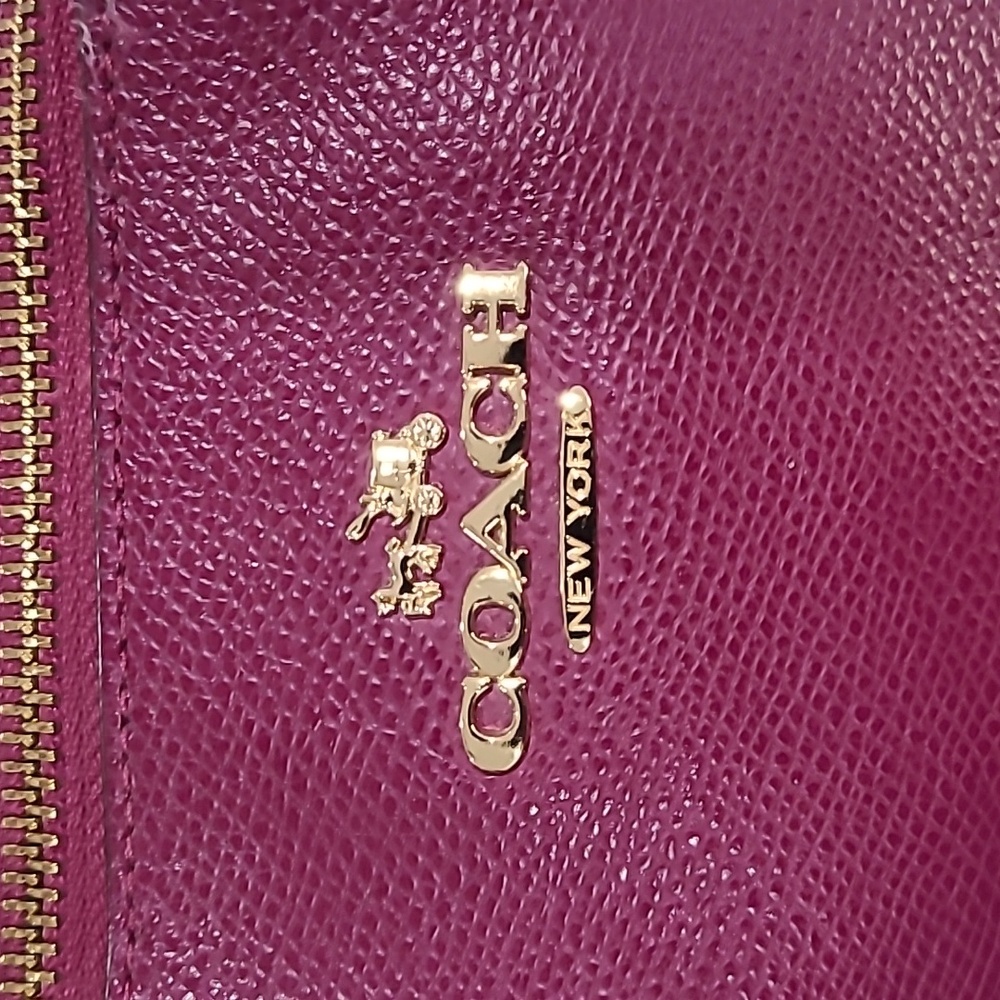 Coach pebbled leather purse color Deep Berry - Picture 2 of 8